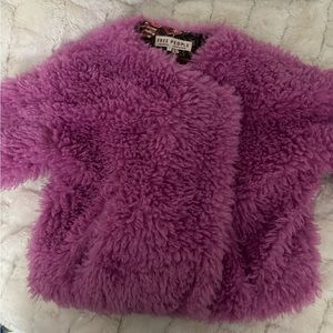 Free People Lena Teddy Jacket Cropped Relaxed Fit Faux Fur
